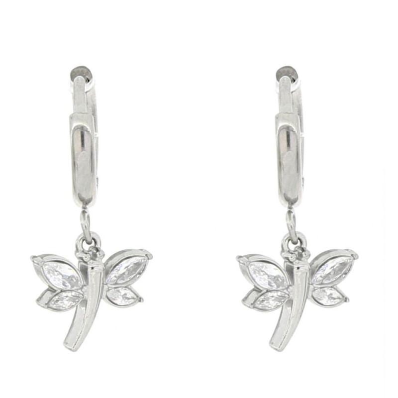ORECCHINI "ADANA" BOCCOLA CON LIBELLULA IN ACCIAIO