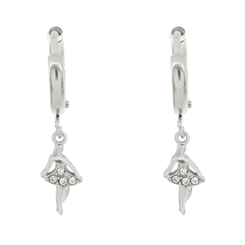 ORECCHINI "ADANA" BOCCOLA CON BALLERINA IN ACCIAIO