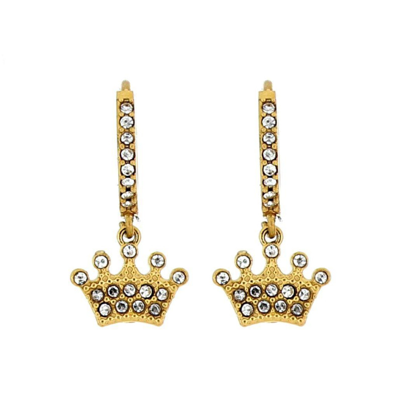 ORECCHINI "ADANA" BOCCOLA CON ZIRCONI IN ACCIAIO