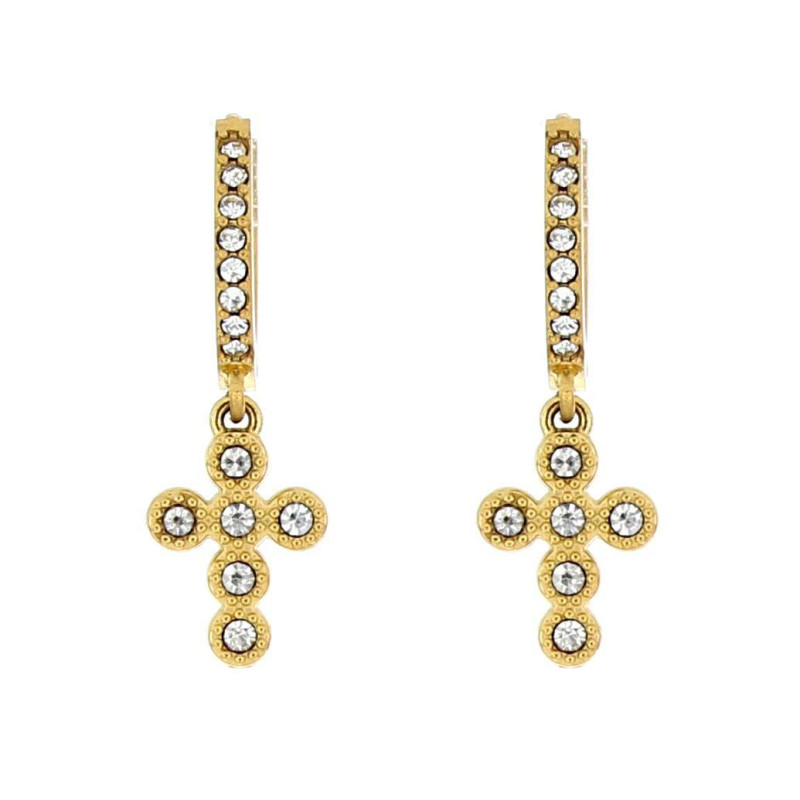 ORECCHINI "ADANA" BOCCOLA CON ZIRCONI IN ACCIAIO