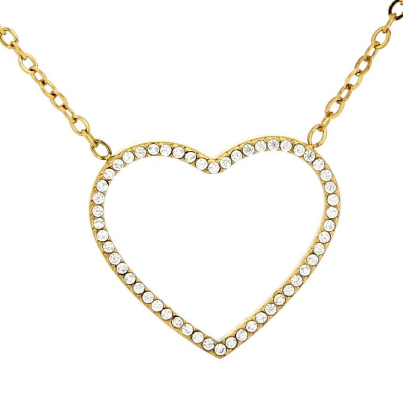 COLLANA "ADANA" CM 39+5 CON ZIRCONI IN ACCIAIO CUORE MM 18