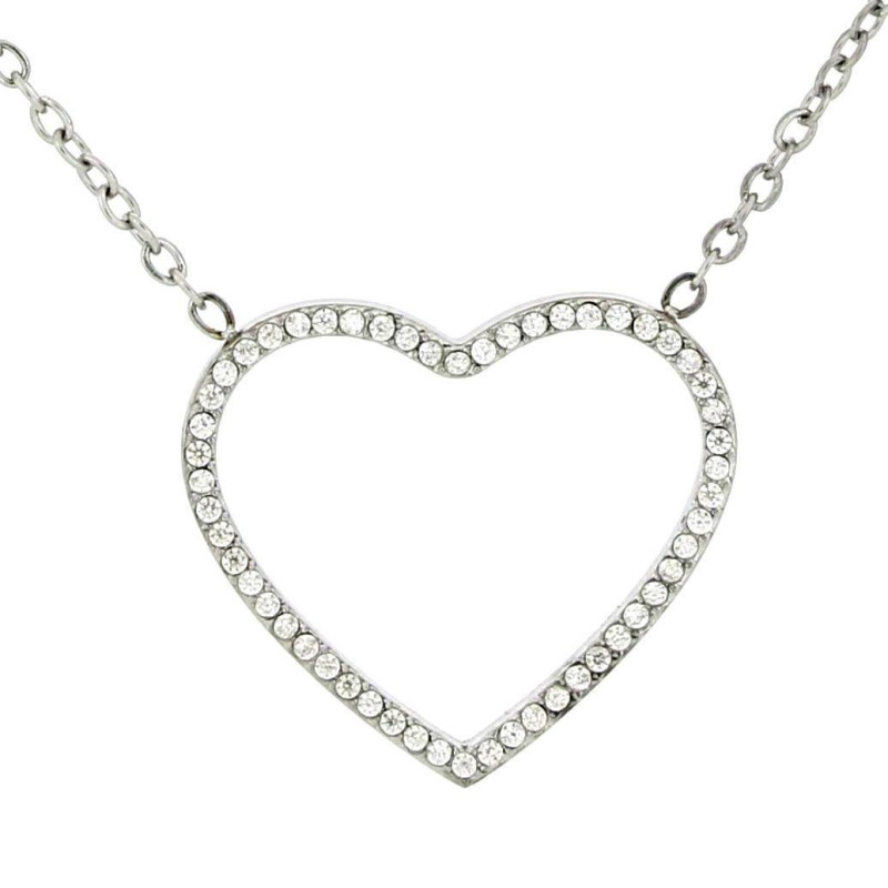 COLLANA "ADANA" CM 39+5 CON ZIRCONI IN ACCIAIO CUORE MM 18