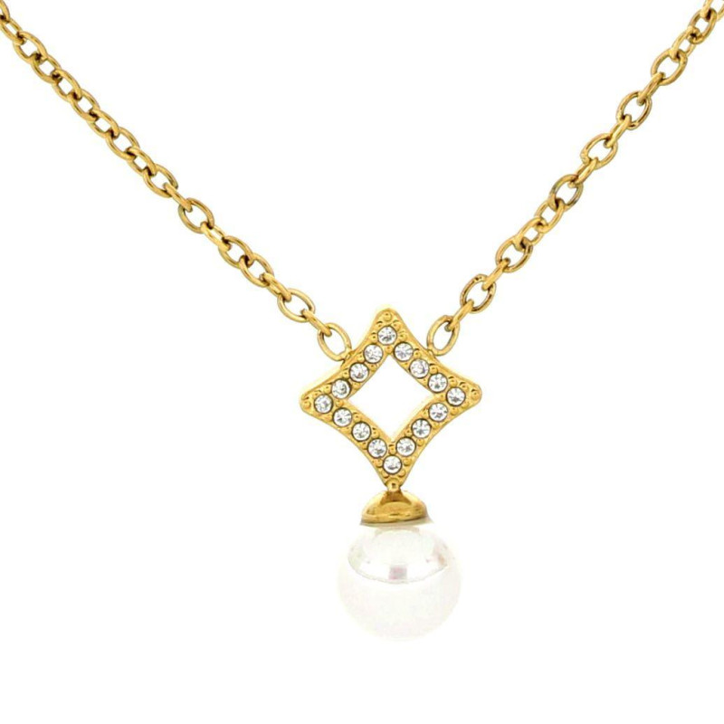 COLLANA "ADANA" CM 40+5 CON ZIRCONI IN ACCIAIO MM 15