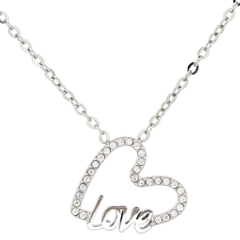 COLLANA "ADANA" CM 40+5 CON ZIRCONI IN ACCIAIO CUORE MM 15