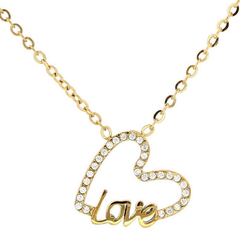 COLLANA "ADANA" CM 40+5 CON ZIRCONI IN ACCIAIO CUORE MM 15