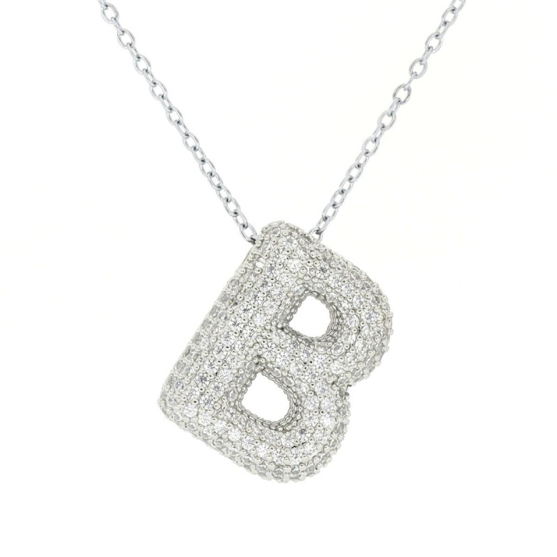 PENDENTE MM 23X18 LETTERA B IN OTTONE CATENA IN ACCIAIO CM 45+6