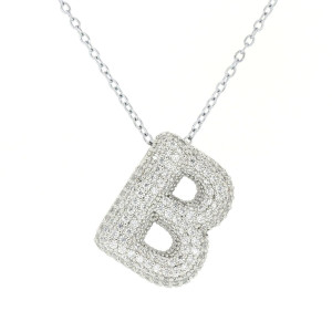 PENDENTE MM 23X18 LETTERA B IN OTTONE CATENA IN ACCIAIO CM 45+6