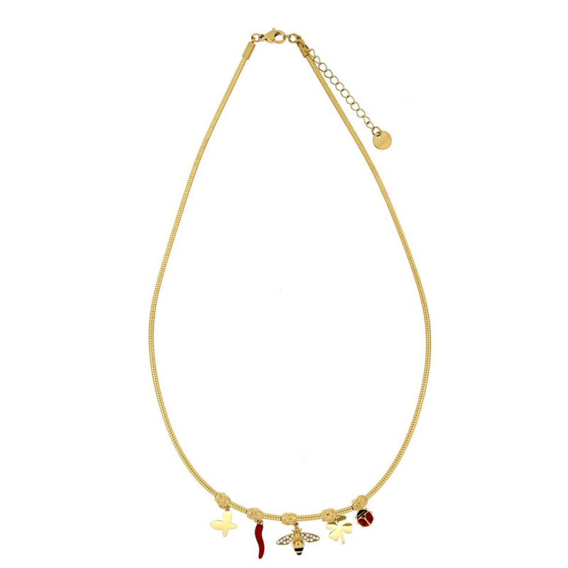 COLLANA CM 40+5 IN ACCIAO CON CORNO