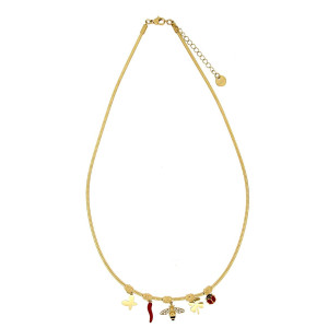 COLLANA CM 40+5 IN ACCIAO CON CORNO