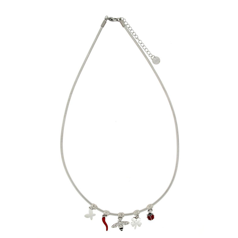 COLLANA CM 40+5 IN ACCIAO CON CORNO