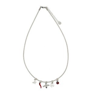 COLLANA CM 40+5 IN ACCIAO CON CORNO