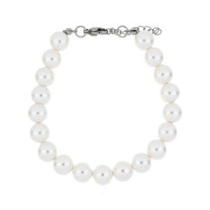 BRACCIALE CM 19+5 PERLA MM 6 IN ACCIAIO