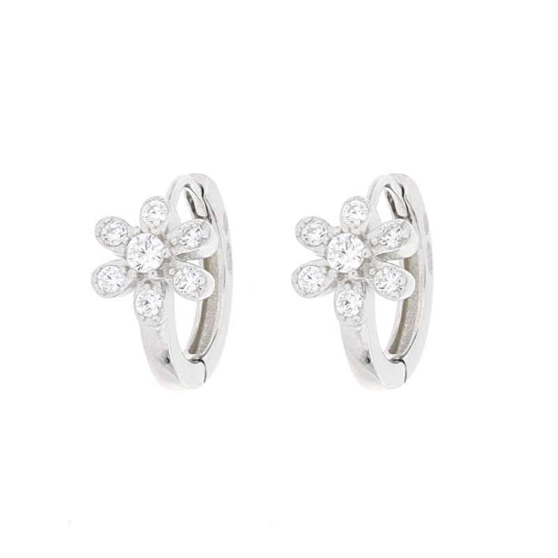 ORECCHINI BOCCOLE MM 15 IN ARGENTO 925 FIORE MM 8