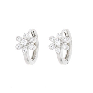 ORECCHINI BOCCOLE MM 15 IN ARGENTO 925 FIORE MM 8