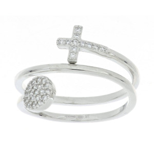 ANELLO MISTI CON CROCE MM 6 APERTO IN ARGENTO 925