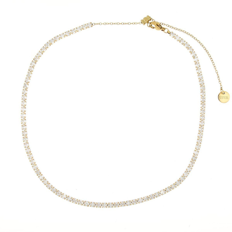COLLANA "TENNIS" REGOLABILE A CHOKERS MM 3 E CM 31+10 IN ACCIAIO