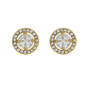 ORECCHINI "MINERVA" CON PIETRE BIANCHE IN ACCIAIO MM 10