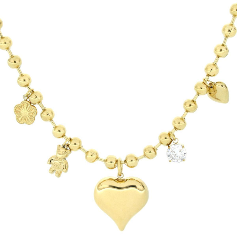 COLLANA ASTERIA CM 42+5 CON CUORE MM 25 ASTERIA IN ACCIAIO