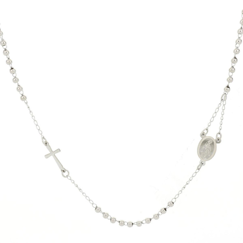 COLLANA ROSARIO CON CATENA CM 51 IN ACCIAIO