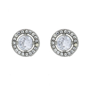 ORECCHINI "MINERVA" CON PIETRE BIANCHE IN ACCIAIO MM 10