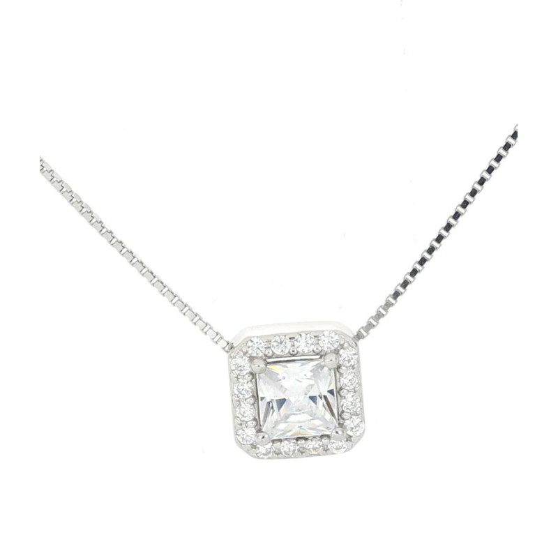 PENDENTE DUBAI QUADRATO MM 7 E CM 40+5 IN ARGENTO 925
