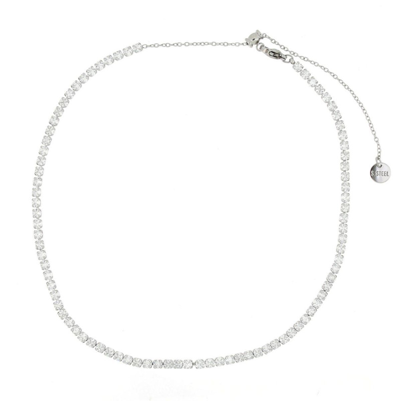COLLANA "TENNIS" GOLABILE A CHOKERS MM 3 E CM 31+10 IN ACCIAIO