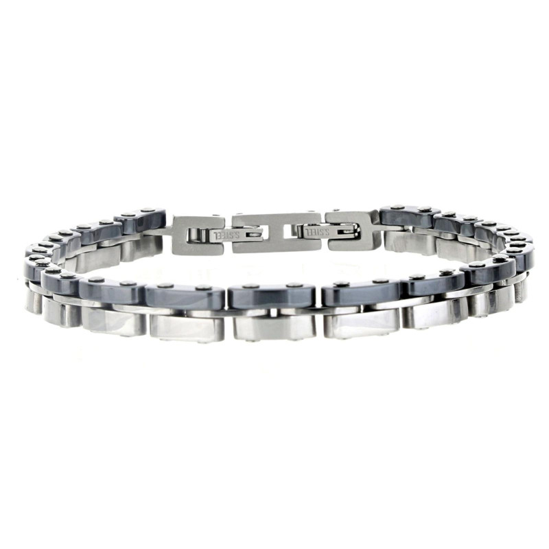 BRACCIALE UOMO IN ACCIAIO E CERAMICA