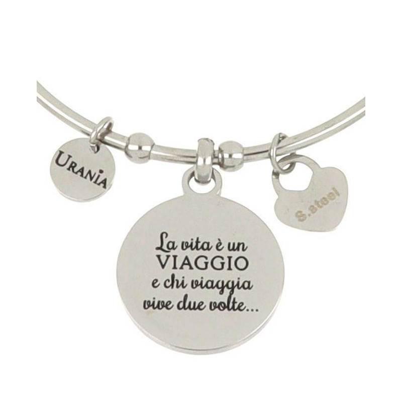 BRACCIALE "PENSIERO" IN ACCIAIO LA VITA E' UN VIAGGIO E CHI..