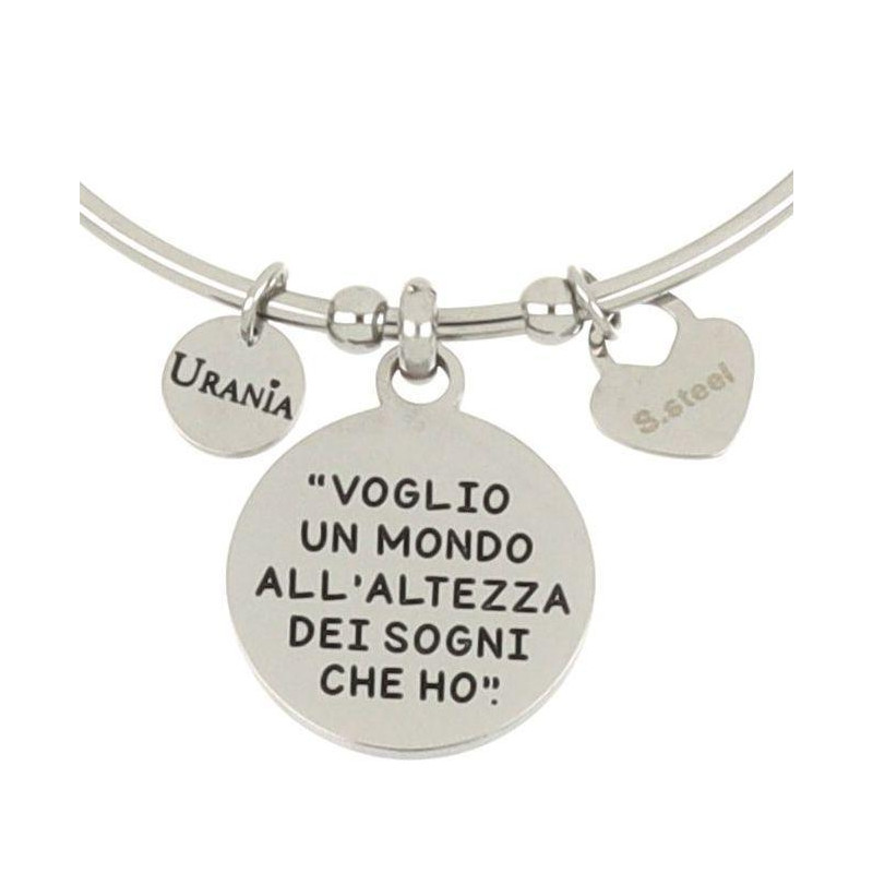 BRACCIALE "PENSIERO" IN ACCIAIO VOGLIO UN MONDO ALL'ALTEZZA DEI