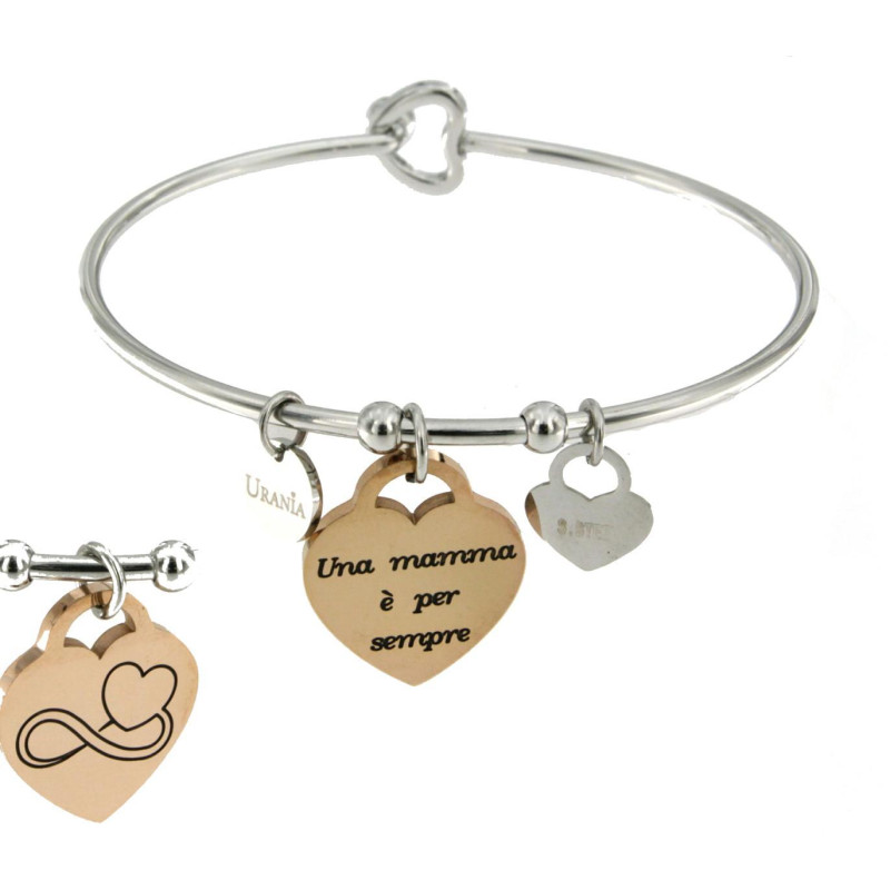 BRACCIALE "PENSIERO" IN ACCIAIO UNA MAMMA E' PER SEMPRE
