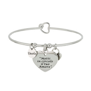 BRACCIALE "PENSIERO" CUORE CON FRASE MM 20 IN ACCIAIO