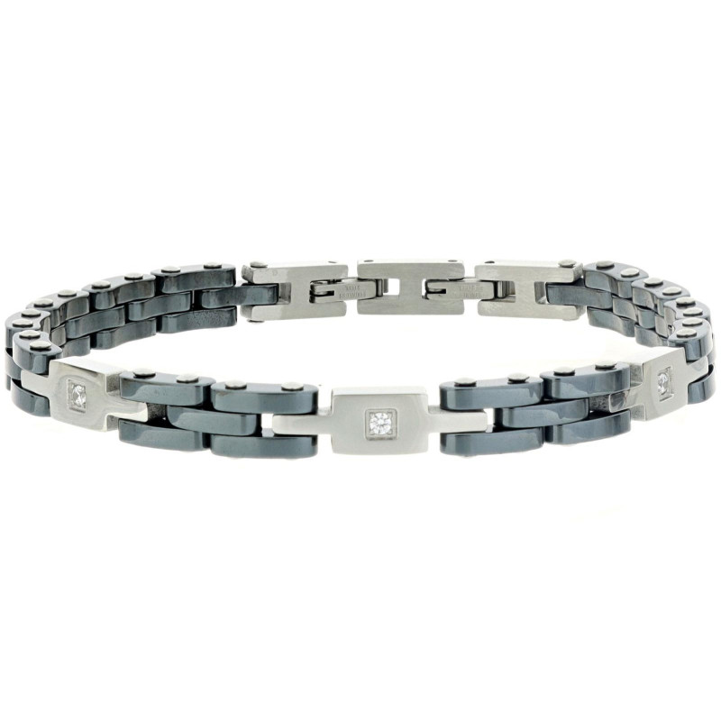 BRACCIALE CM 20+1 UOMO IN ACCIAIO E CERAMICA MM 6