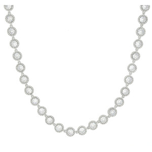 COLLANA CM 42+5 MINERVA IN ACCIAIO MM 8 CON PIETRE BIANCHE