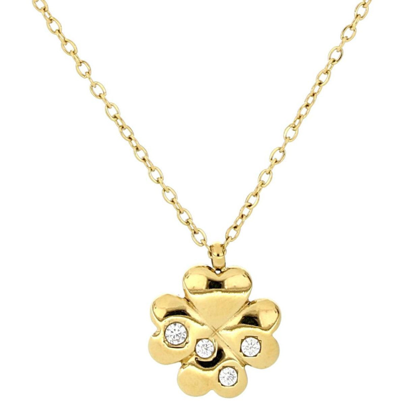 COLLANA CM 45+5 IDEAL QUADRIFOGLIO MM 17 IN ACCIAIO