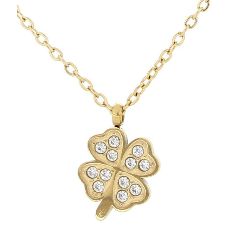 PENDENTE FIORE E COCCINELLA MM 12 E CATENA CM 35+5 IN ACCIAO