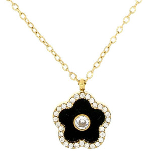 PENDENTE CALLIOPE CM 40+5 CON FIORE MM 14 IN ACCIAIO