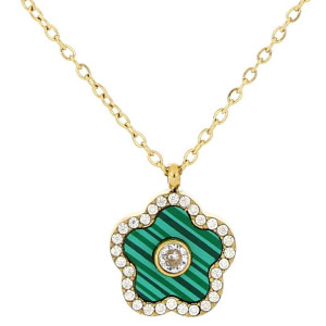 PENDENTE CALLIOPE CM 40+5 CON FIORE MM 14 IN ACCIAIO