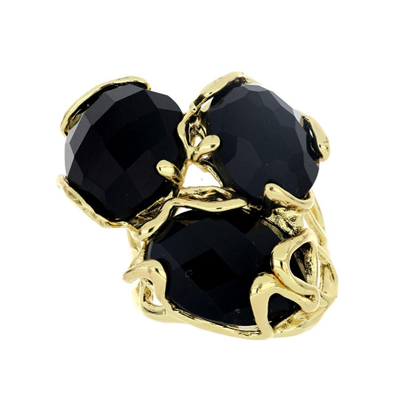 ANELLO IN OTTONO CON PERLA BAROCCA ONICE