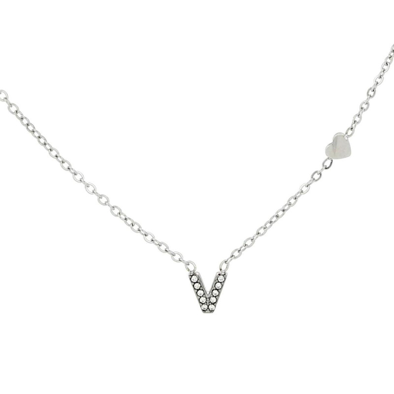 COLLANA LETTERA MM6 IN ACCIAIOCM 40+5