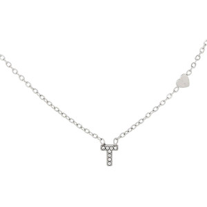 COLLANA LETTERA MM6 IN ACCIAIOCM 40+5