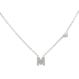 COLLANA LETTERA MM6 IN ACCIAIOCM 40+5