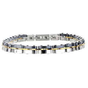 BRACCIALE UOMO IN ACCIAIO E CERAMICA