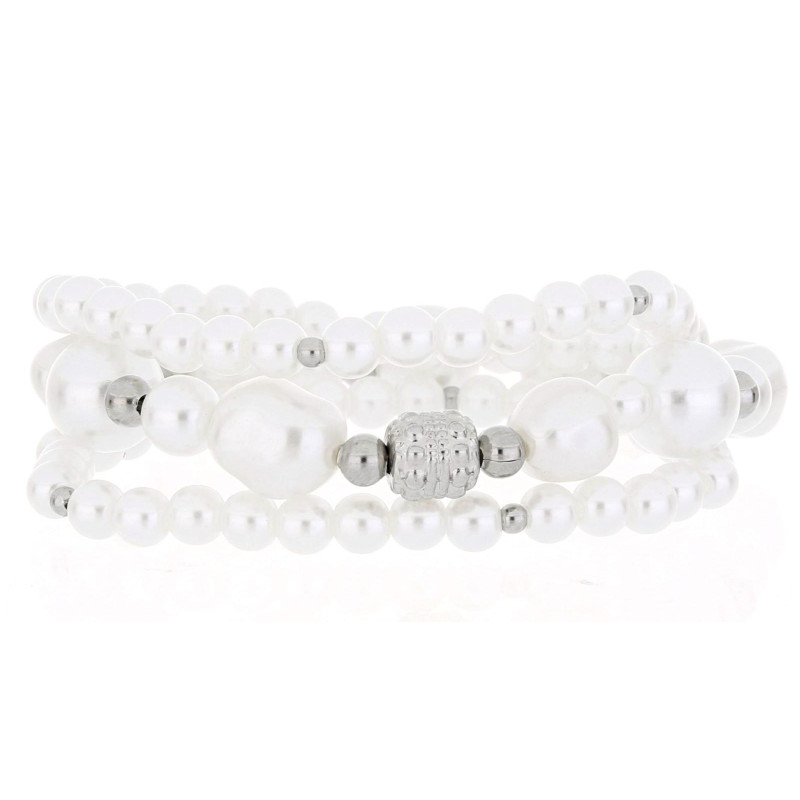 BRACCIALE CM 17+3 PERLA IN ACCIAIO