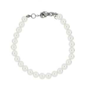 BRACCIALE CM 19+5 PERLA MM 6 IN ACCIAIO
