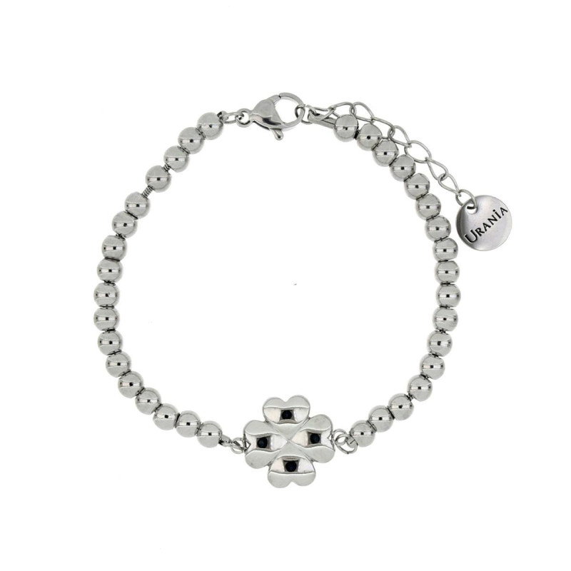 BRACCIALE CM 16+3 IDEAL QUADRIFOGLIO MM 12 IN ACCIAIO