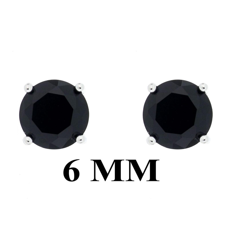 ORECCHINI IN ARGENTO 925 CON ZIRCONE NERO MM 6