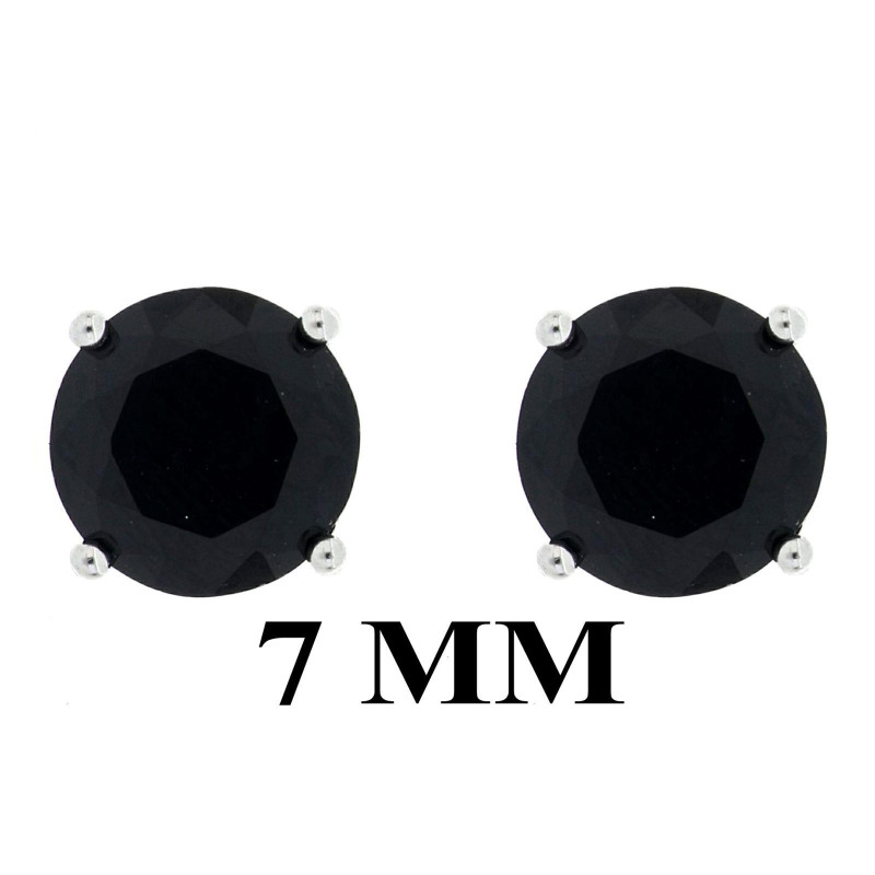 ORECCHINI IN ARGENTO 925 CON ZIRCONE NERO MM 7