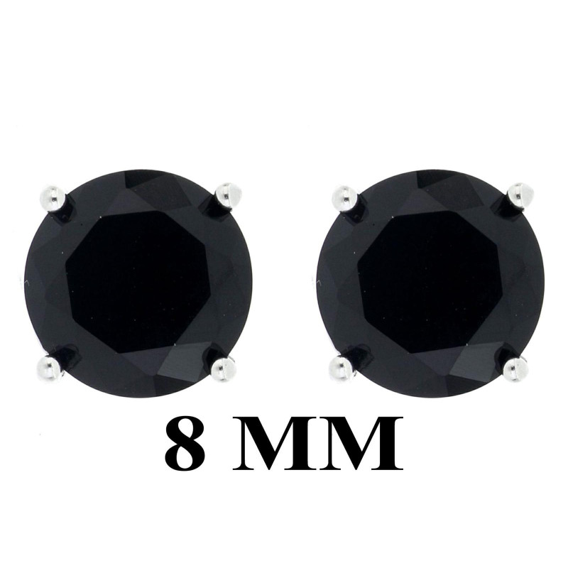 ORECCHINI IN ARGENTO 925 CON ZIRCONE NERO MM 8