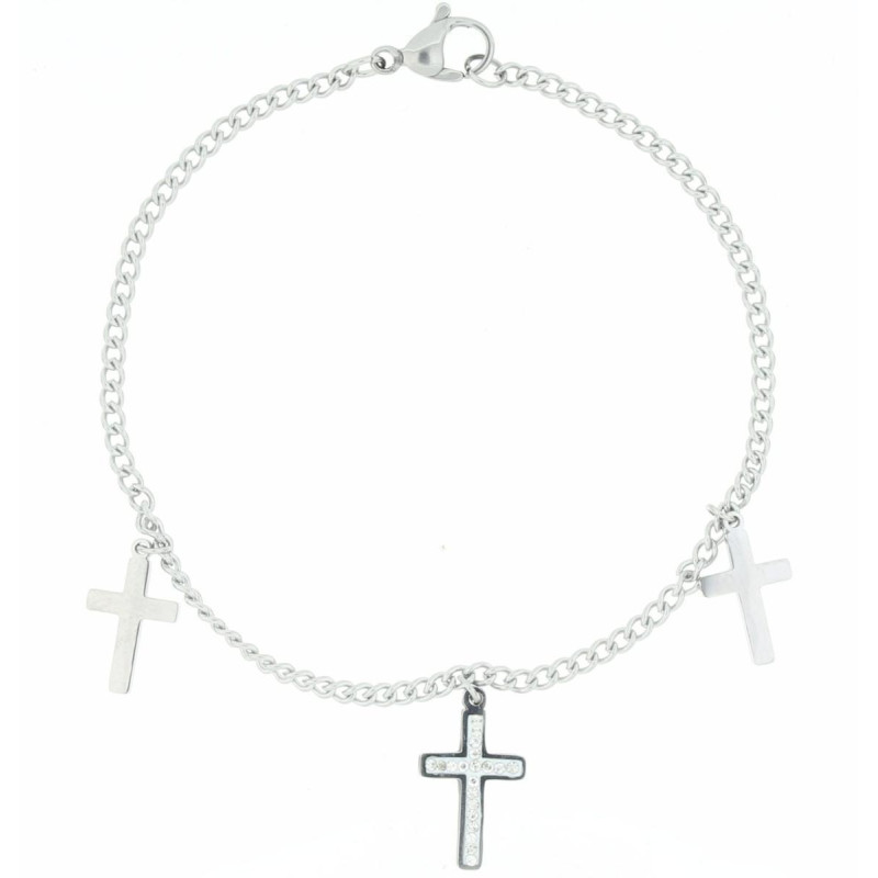 BRACCIALE AFRODITE CM 19 CON CROCE MM 16 IN ACCIAIO