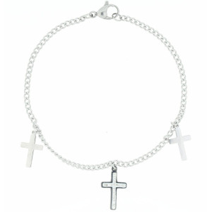 BRACCIALE AFRODITE CM 19 CON CROCE MM 16 IN ACCIAIO